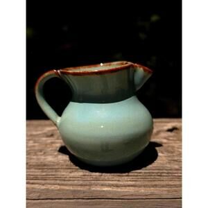 Handmade Ceramic Mini Creamer: Turquoise Green Pottery Vase
